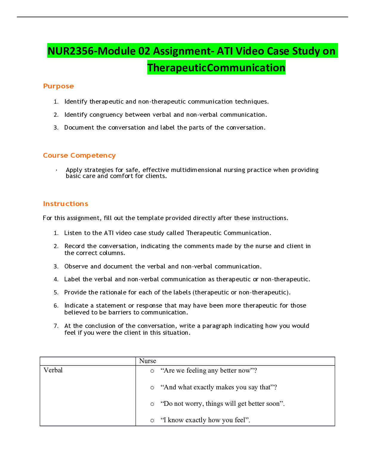 written communication assignment